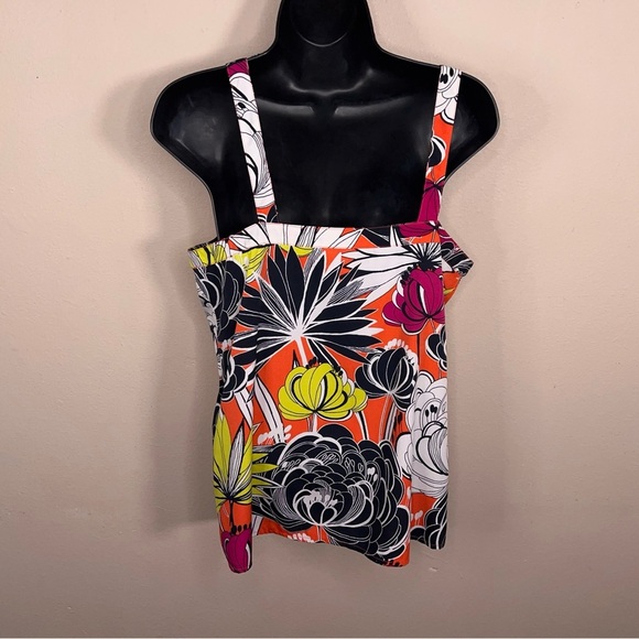 Small Banana Republic Colorful Floral Tank Blouse White Yellow Orange Vneck - Picture 5 of 14